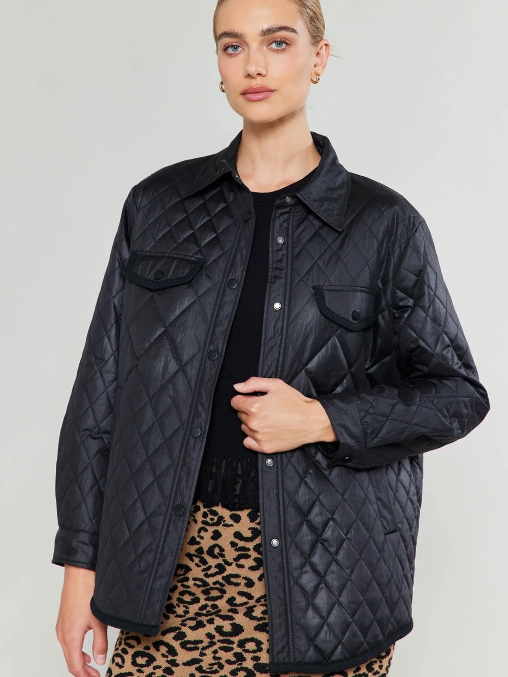 Current Air Quilted Black Shacket Jacket